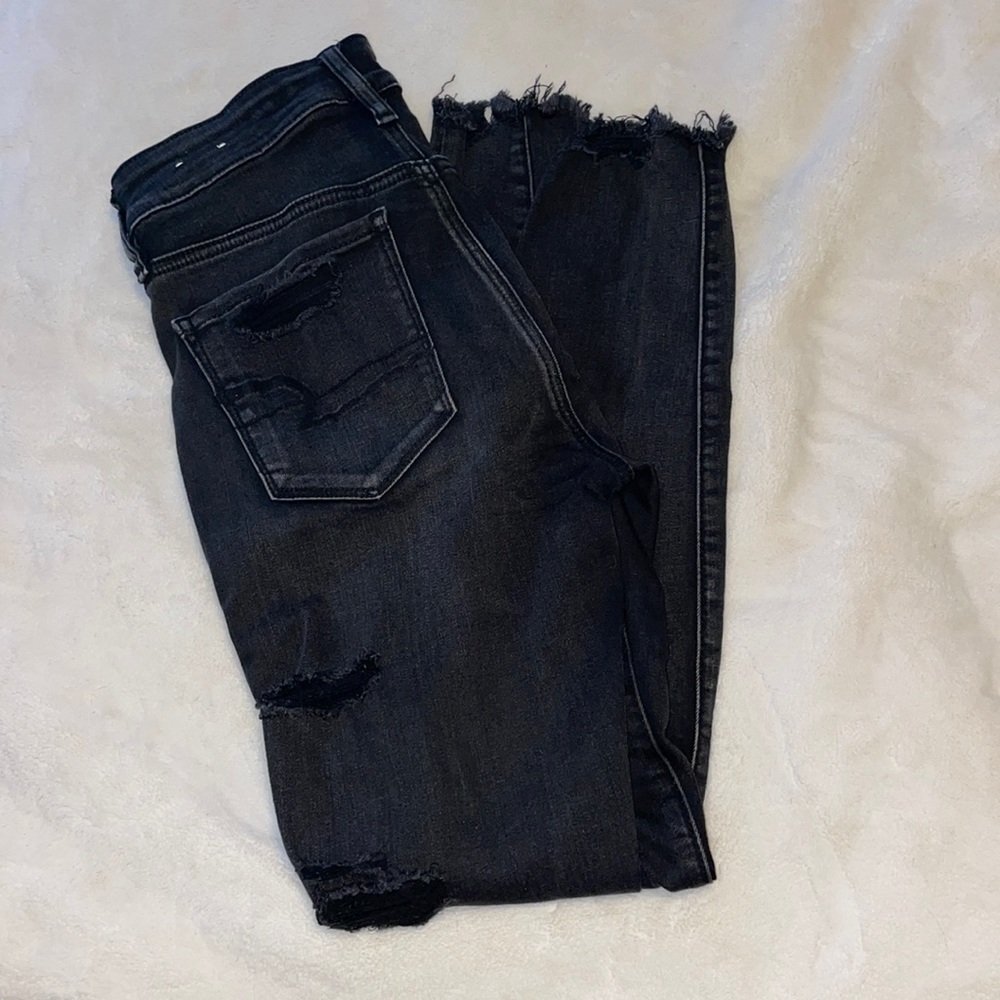 American eagle black ripped skinny jeans